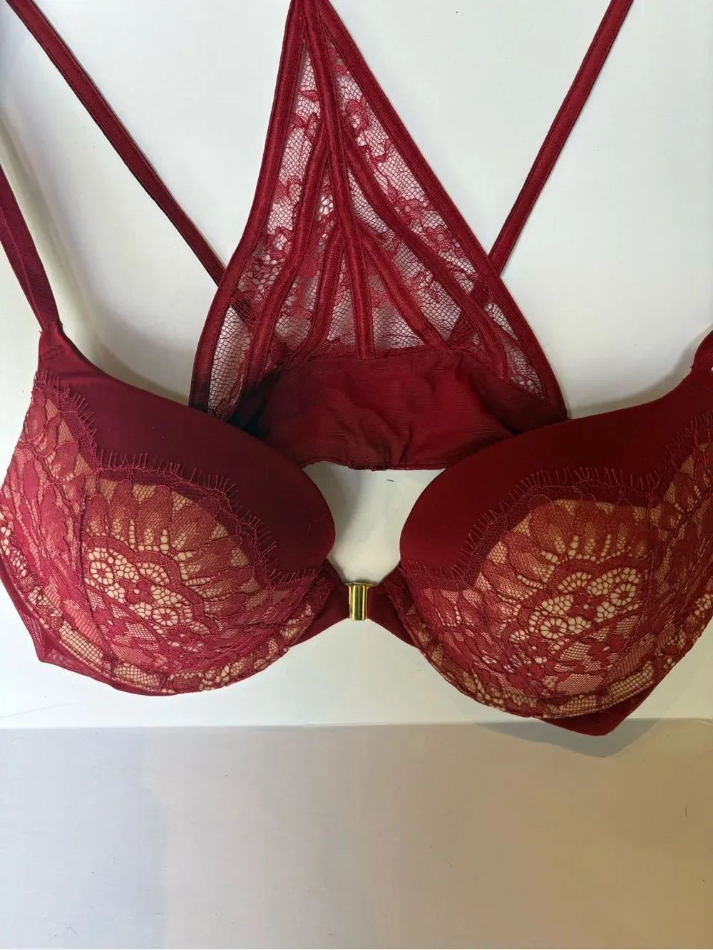 Victorias Secret Very Sexy Front-Closure Lace Push-Up UW Bra in Wine Red 34B